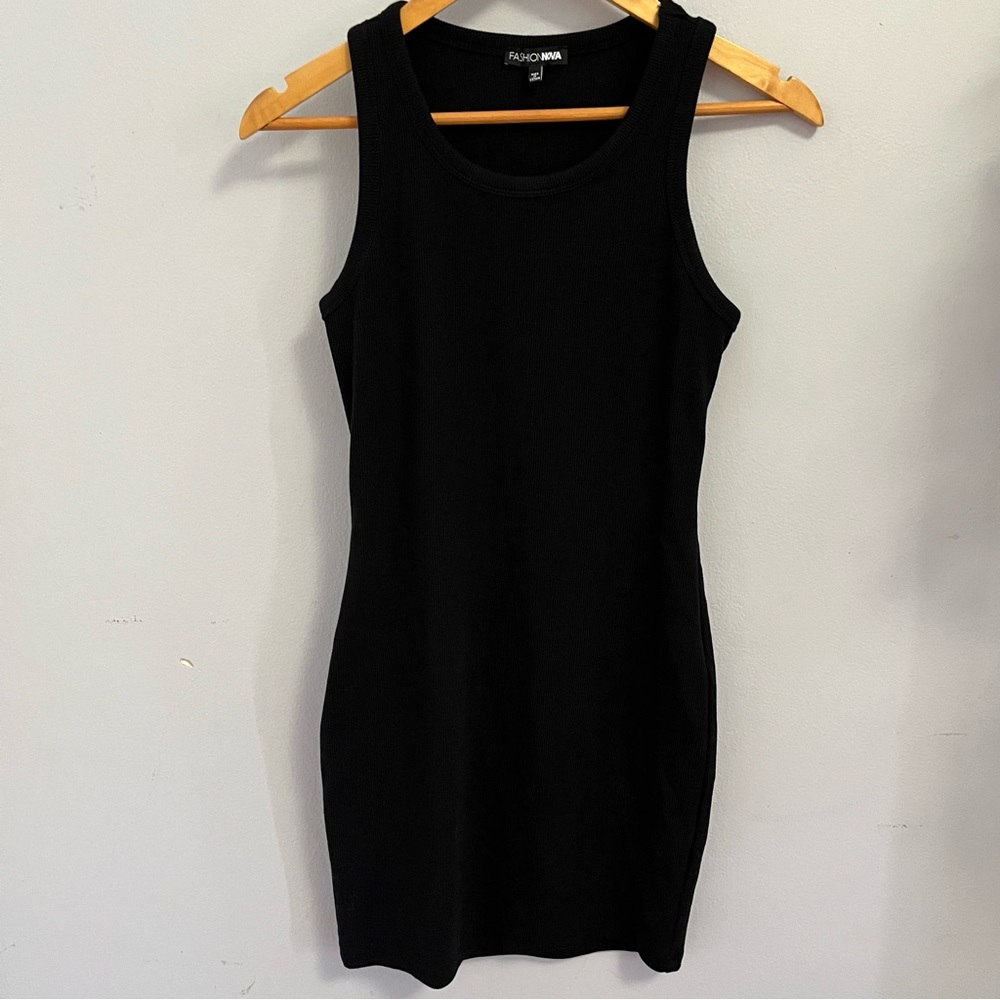 Black Ribbed Mini Dress M
